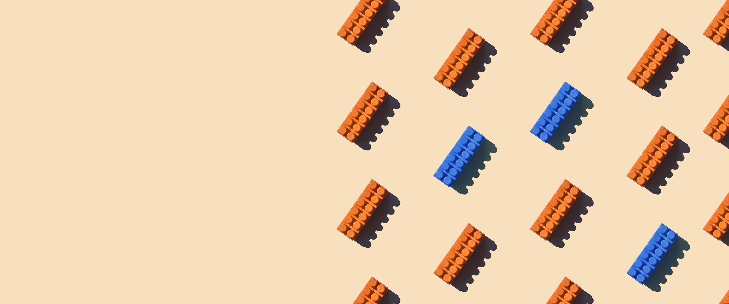 Orange and blue lego bricks